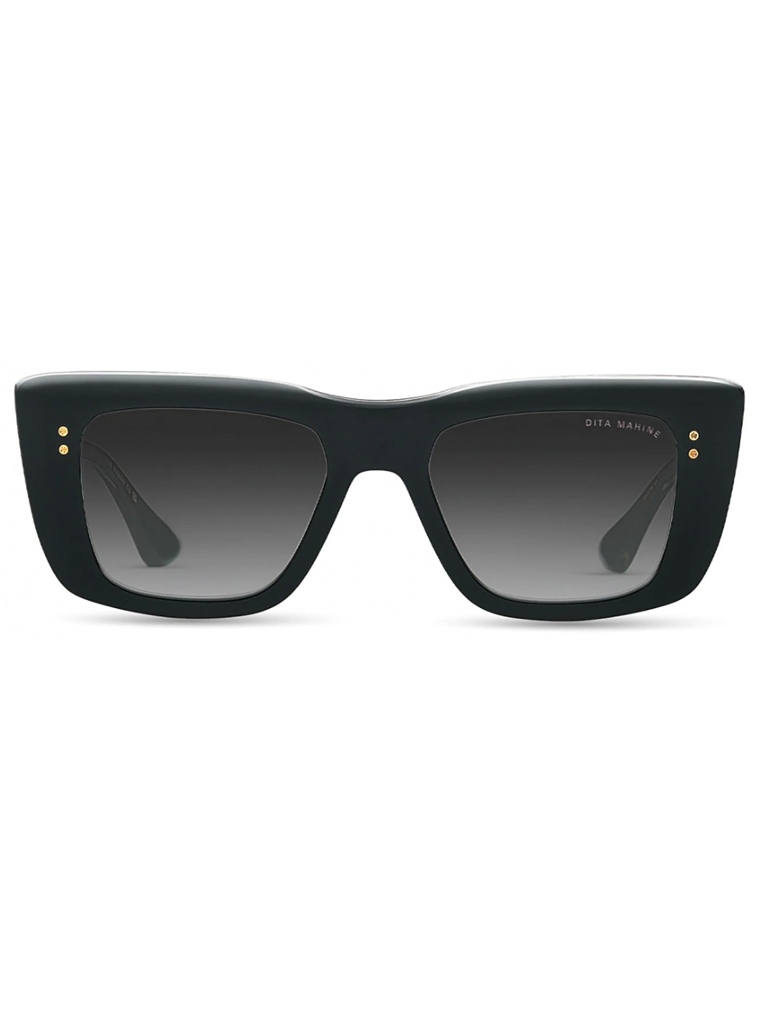 Oversized Black Acetate Sunglasses with Gold Accents