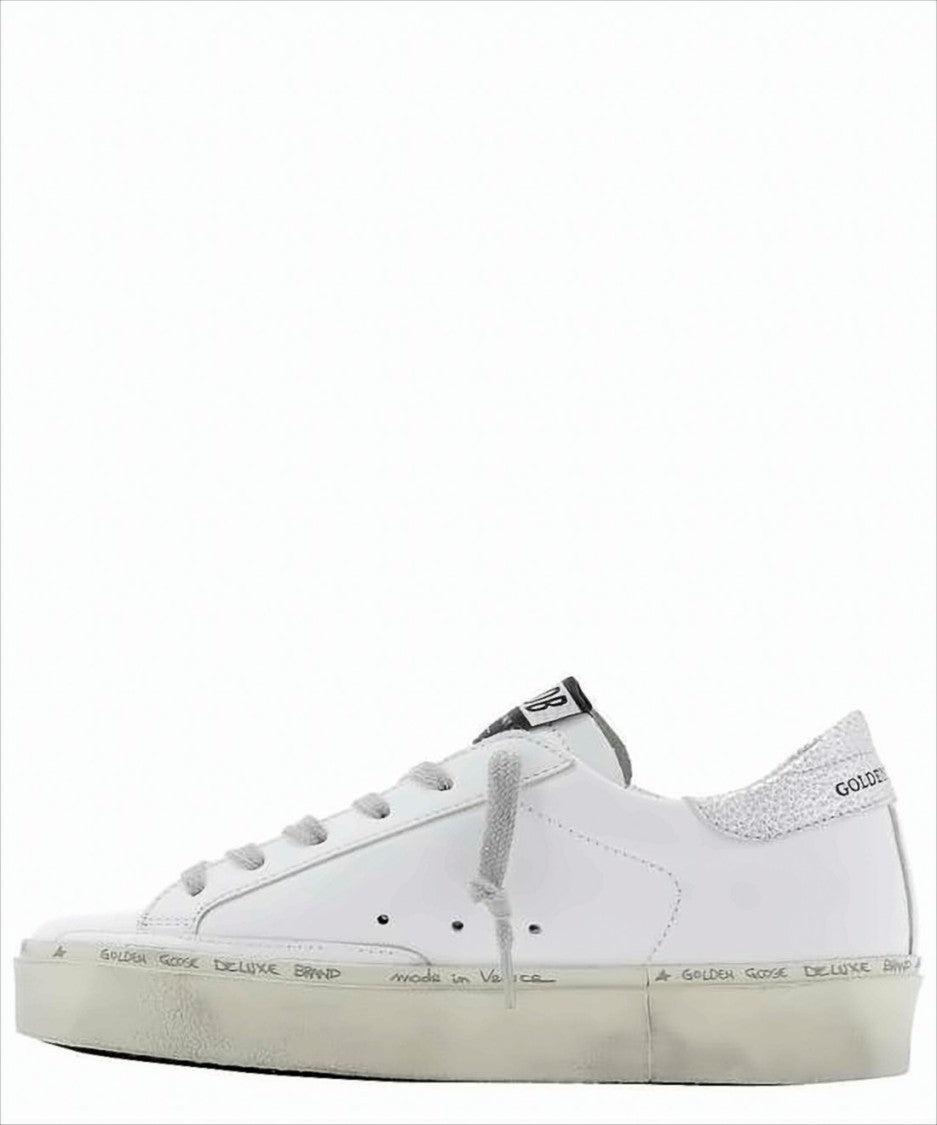 Distressed White Leather Low-Top Sneakers