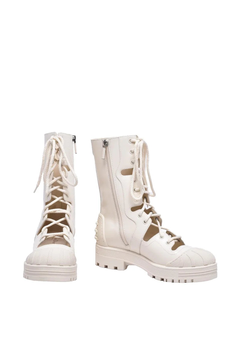 Iron Leather Boots - White