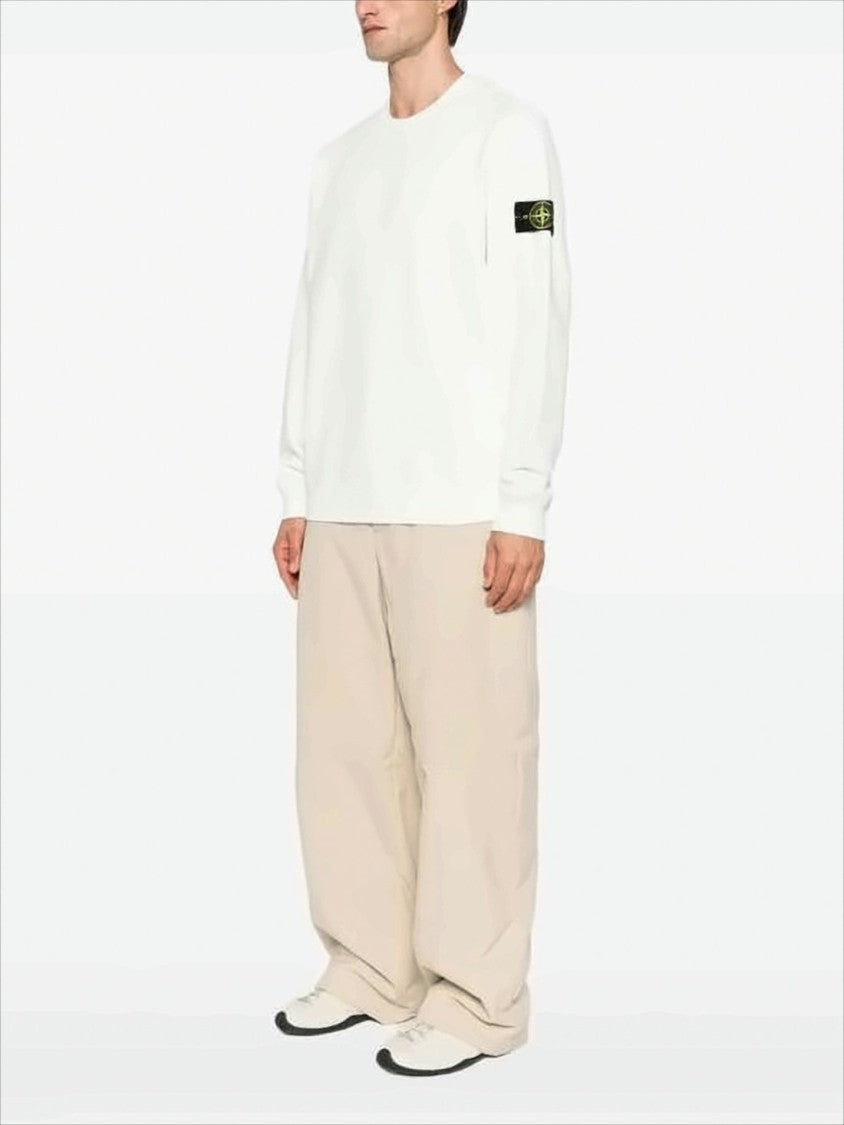 Long-Sleeve Crew Neck Cotton T-Shirt with Patch Logo