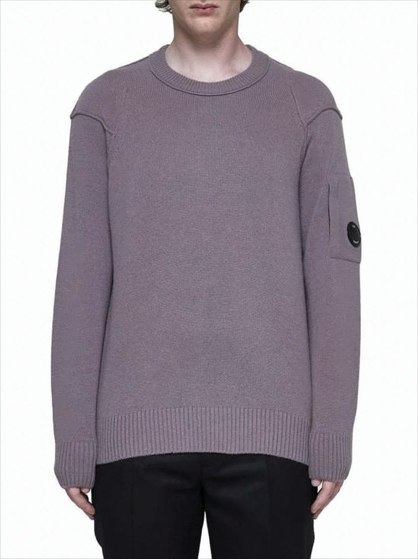 Relaxed Fit Purple Knit Sweater With Distinctive Patch