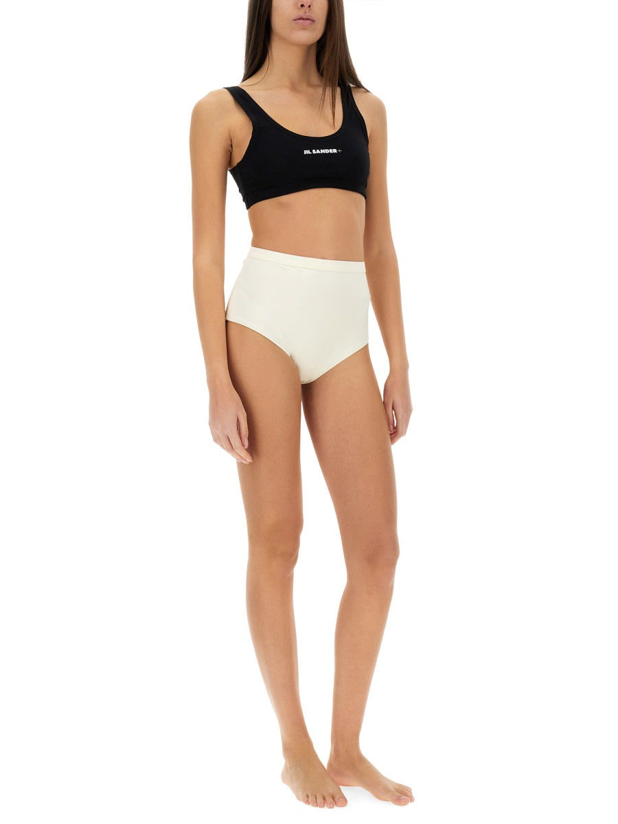 High-Waisted Bikini Briefs with Logo Band