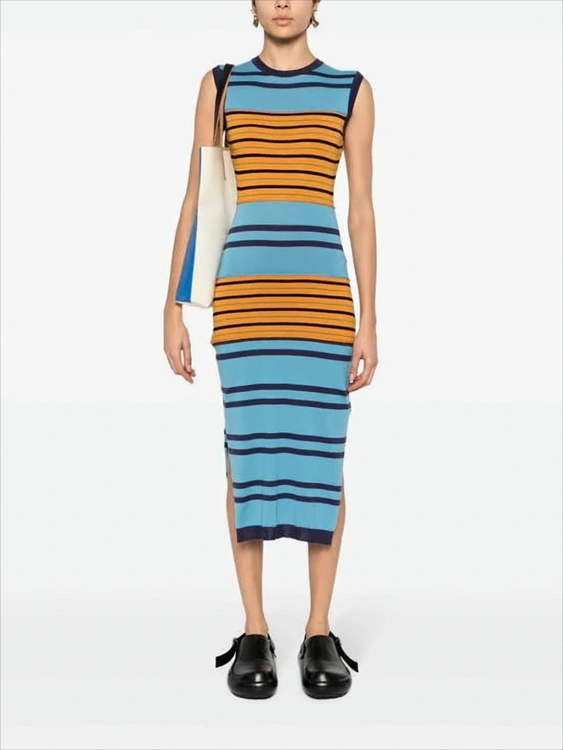 Fitted Striped Midi Dress