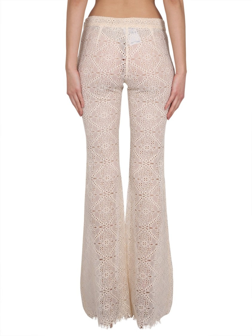 Flared Pants With Intricate All-Over Embroidery