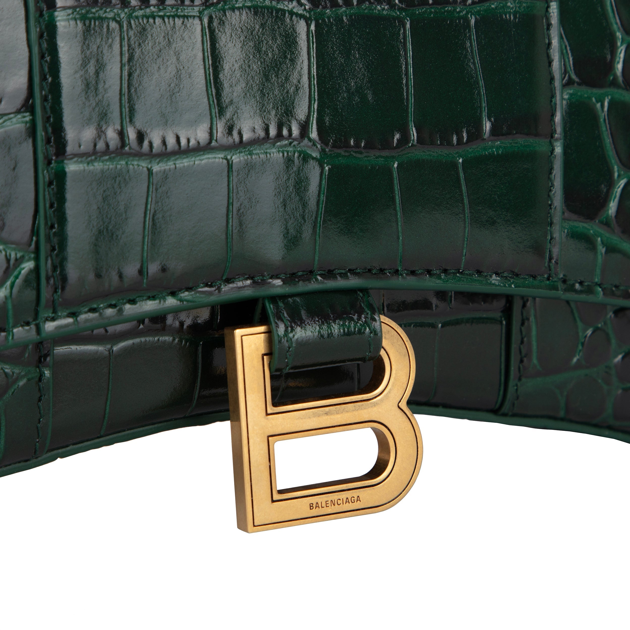 Hourglass Embossed Croco Wallet On Chain