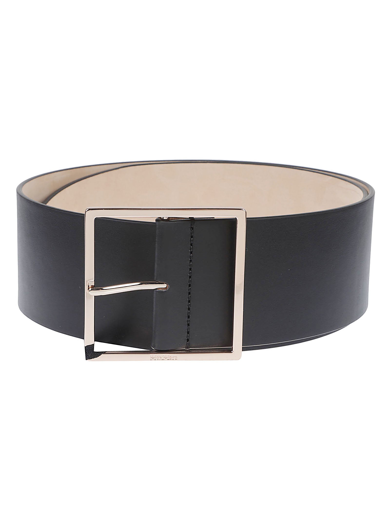 Structured Black Belt with Polished Metallic Buckle