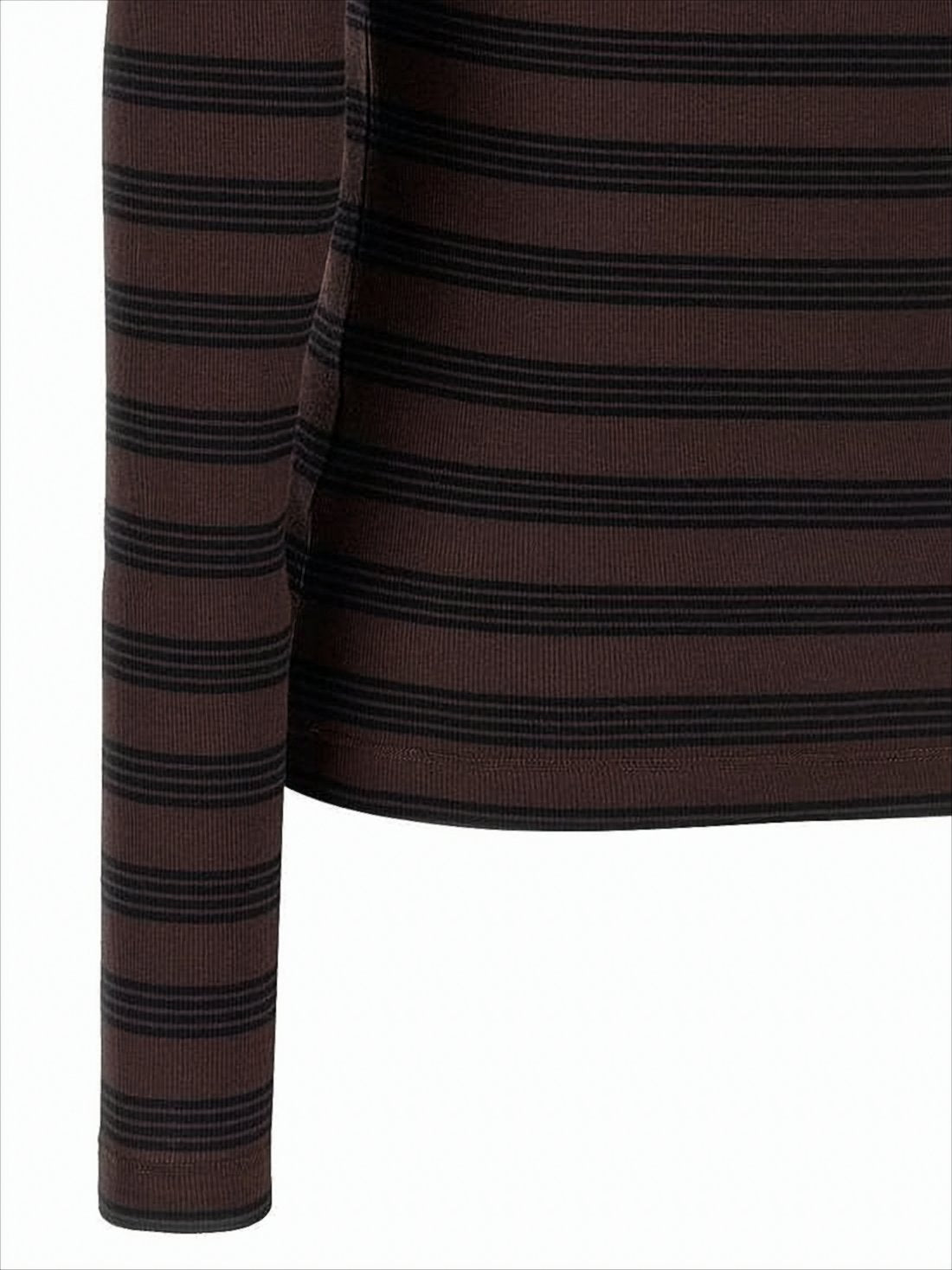 Fitted Long Sleeve Top with Horizontal Stripes
