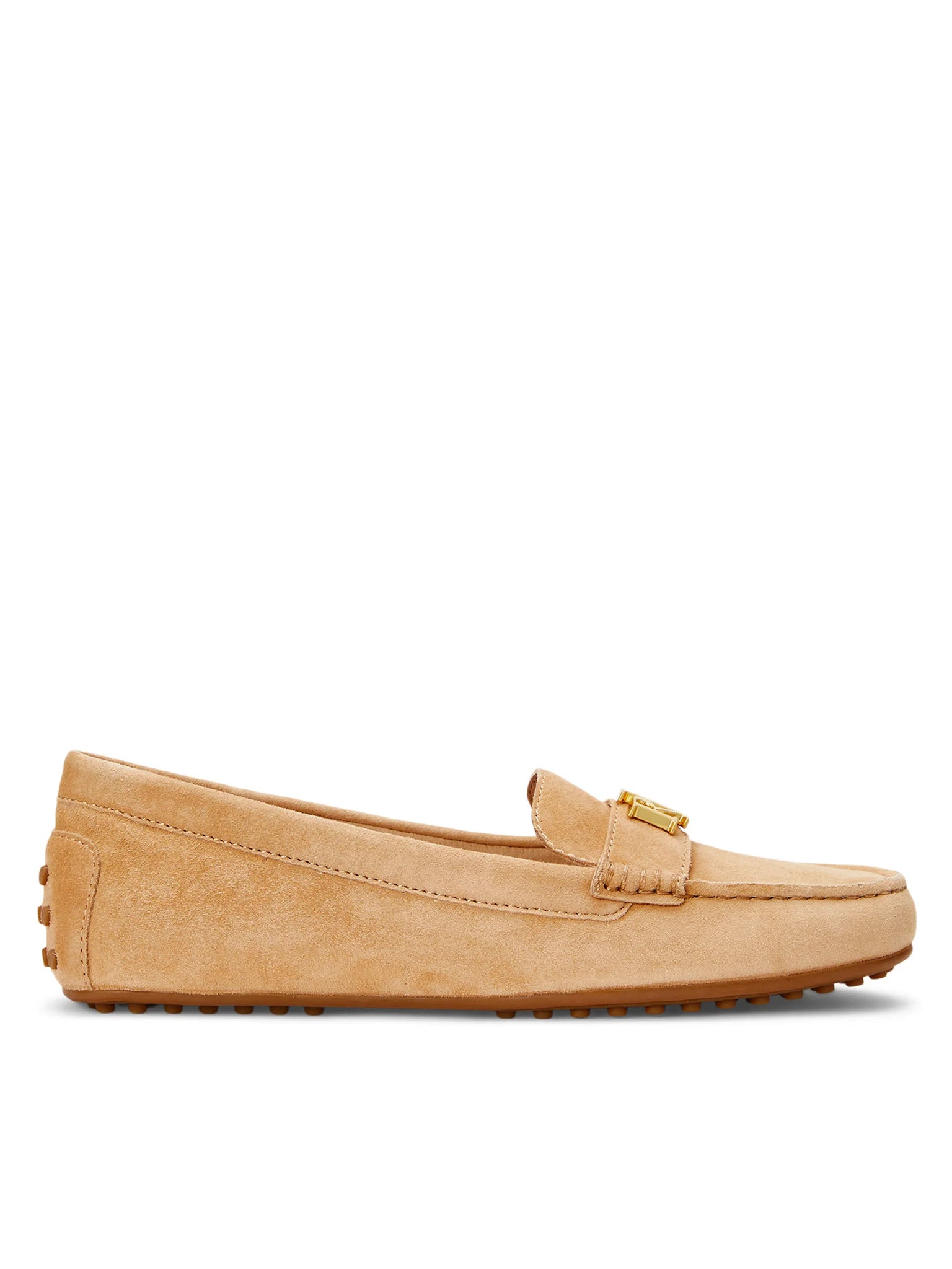 Natural Tone Suede Moccasin Flats