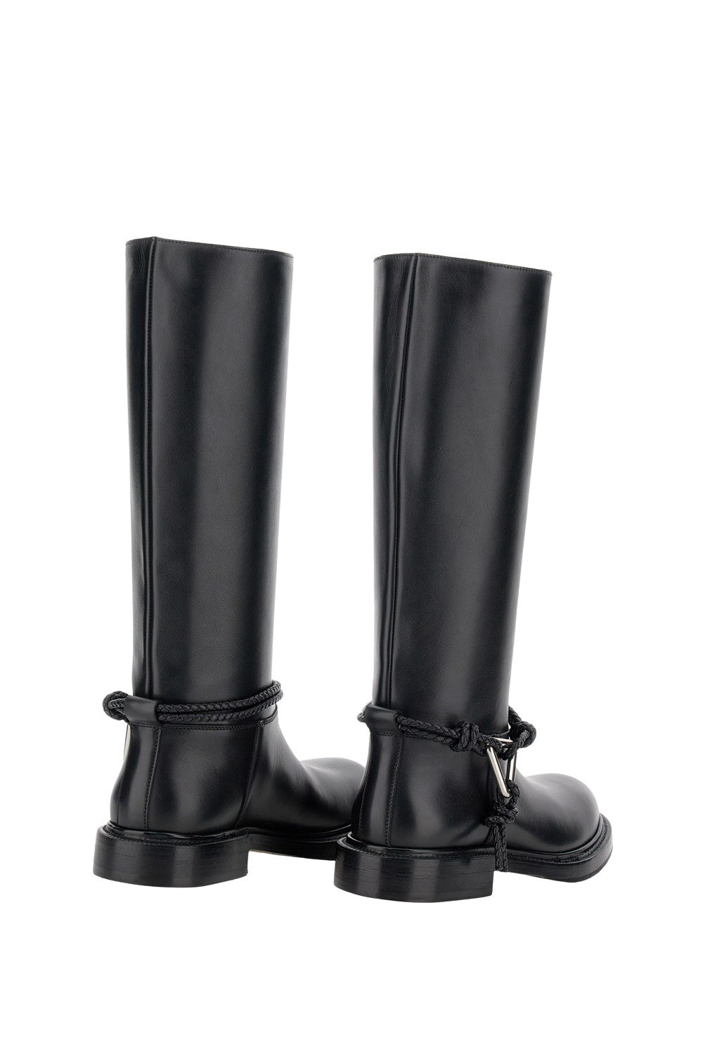 Mid-High Full-Grain Leather Boot With Braided Strap