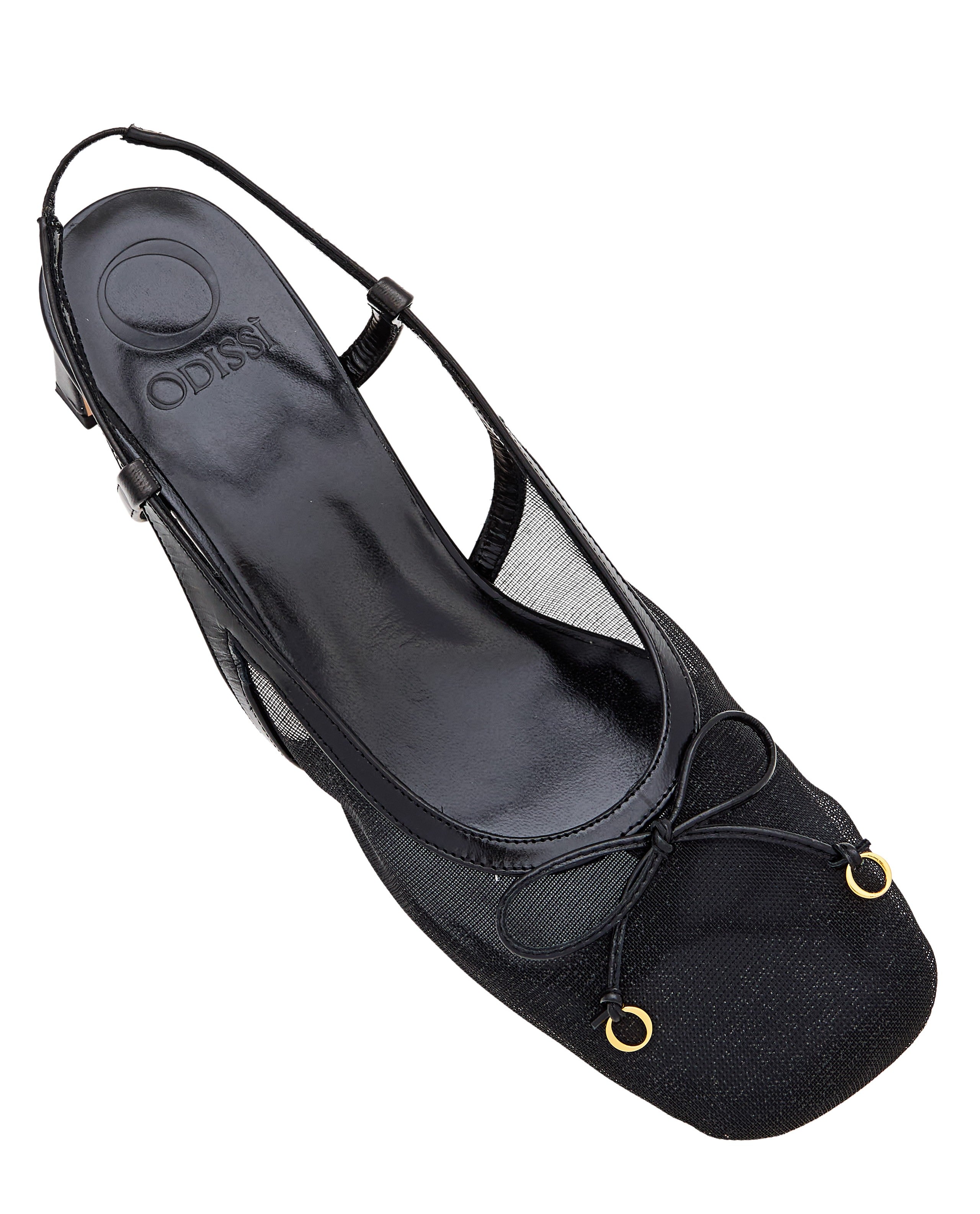 Modern Mesh Slingback Shoes With Bow Detail