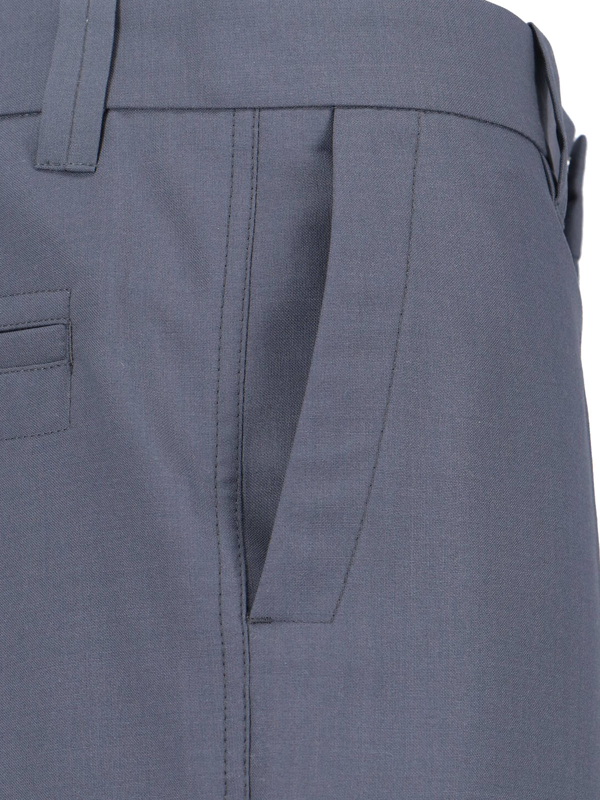 Gray Tailored Wool Blend Straight Trousers