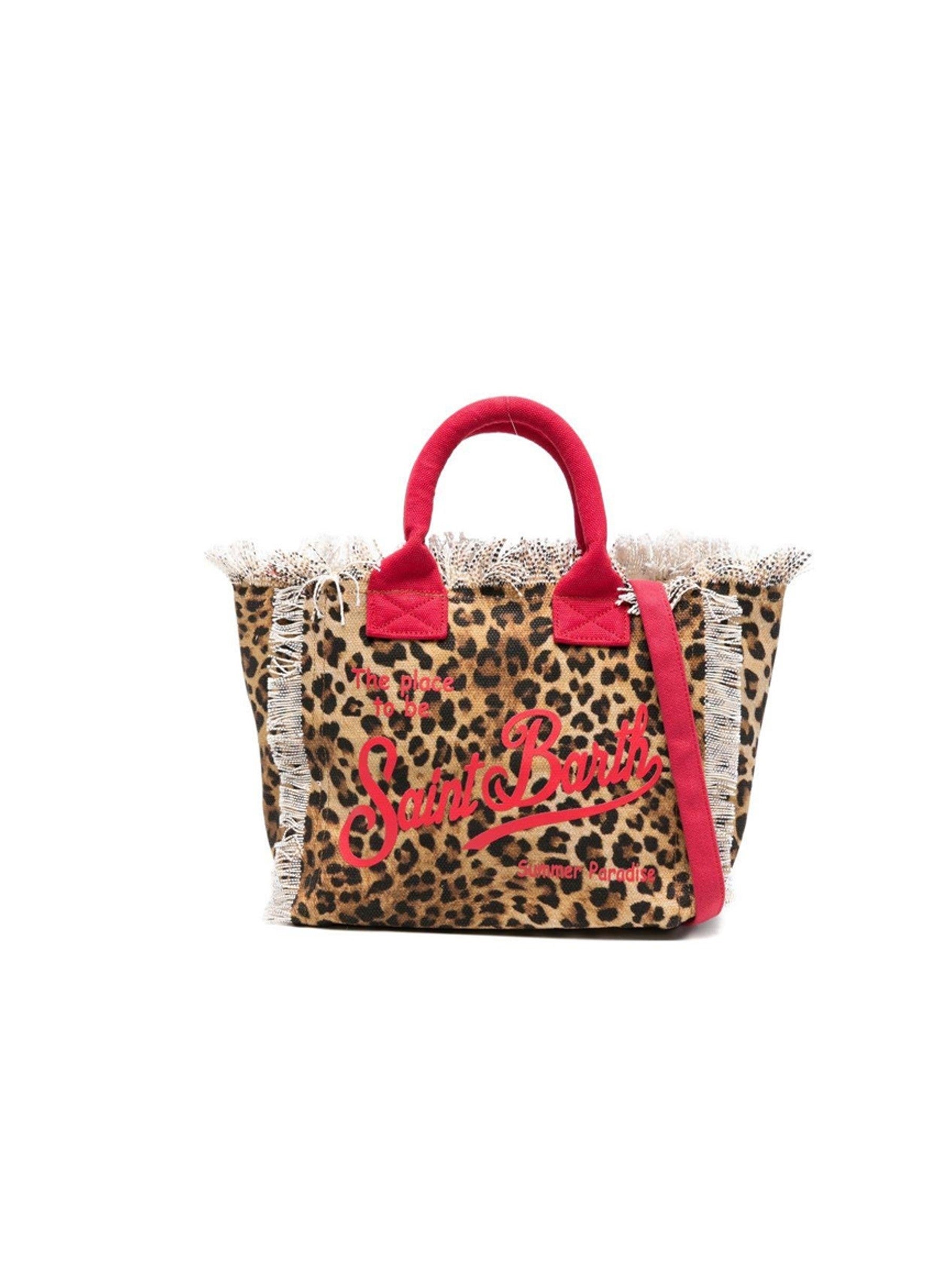 Leopard Print Tote Bag with Fringed Edges
