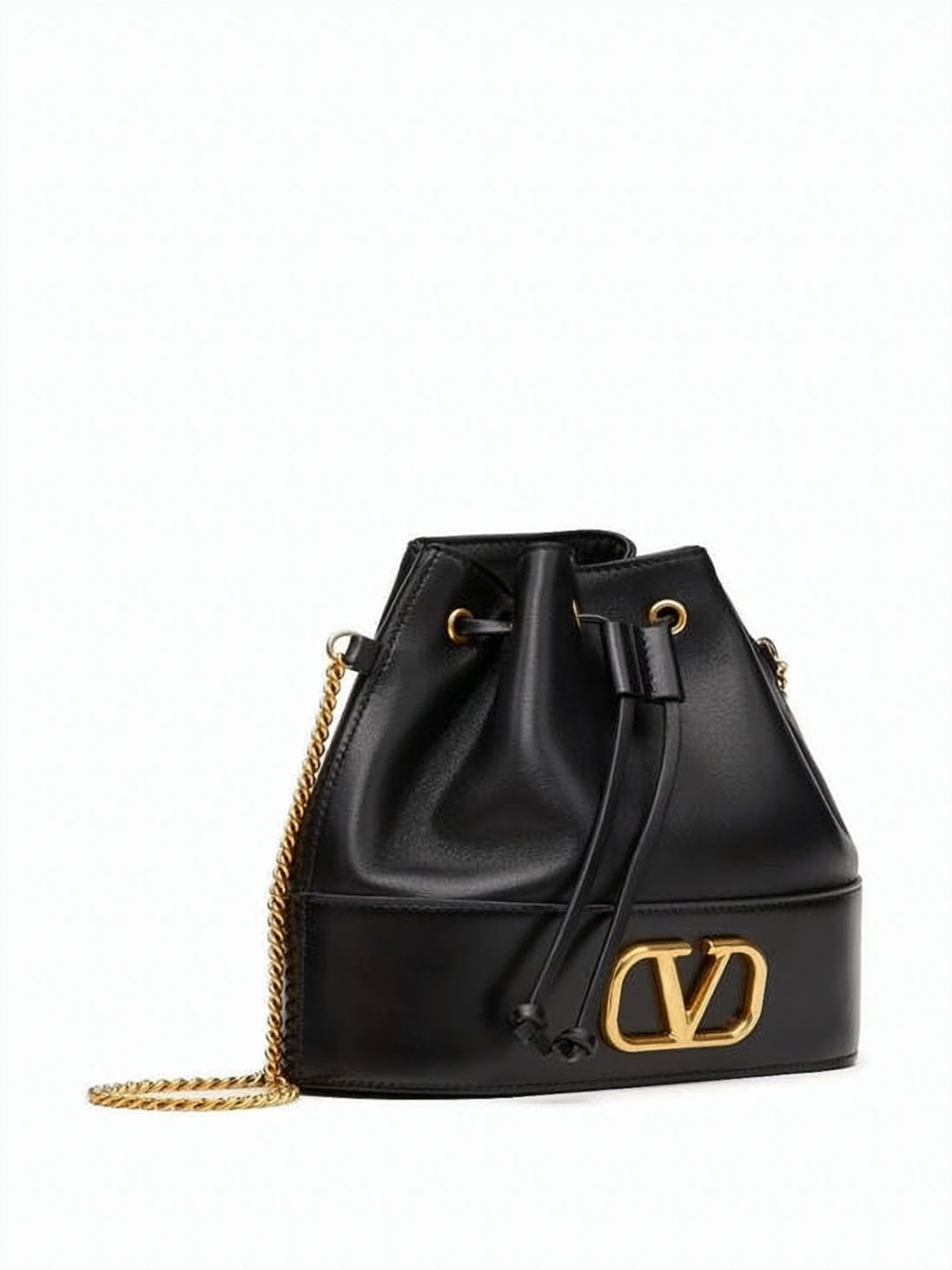 Black Leather Crossbody Bag with Gold Hardware
