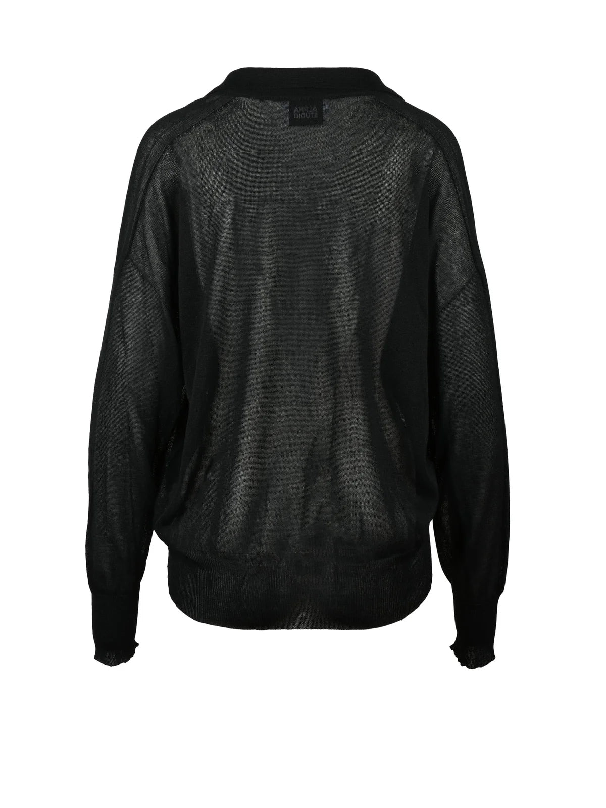 Black Viscose Polyester Oversized Polo Shirt
