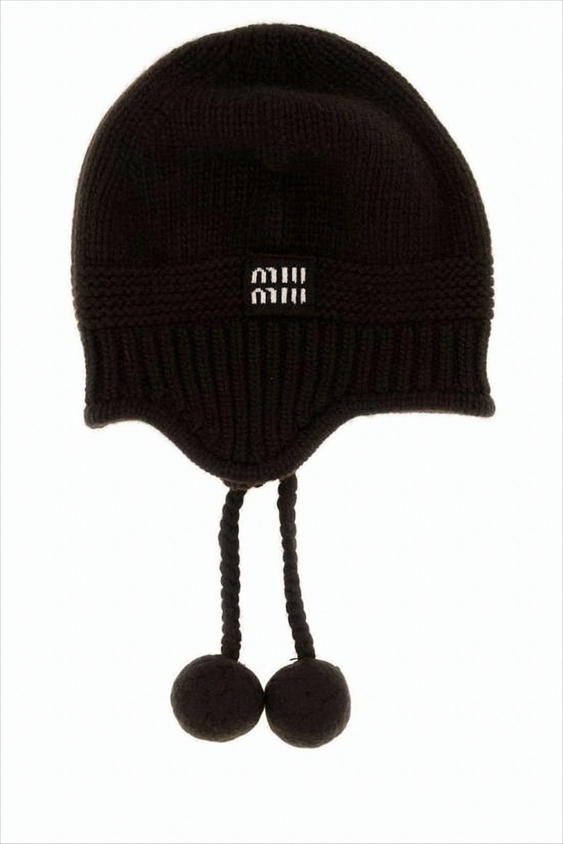 Knitted Black Hat with Ear Flaps