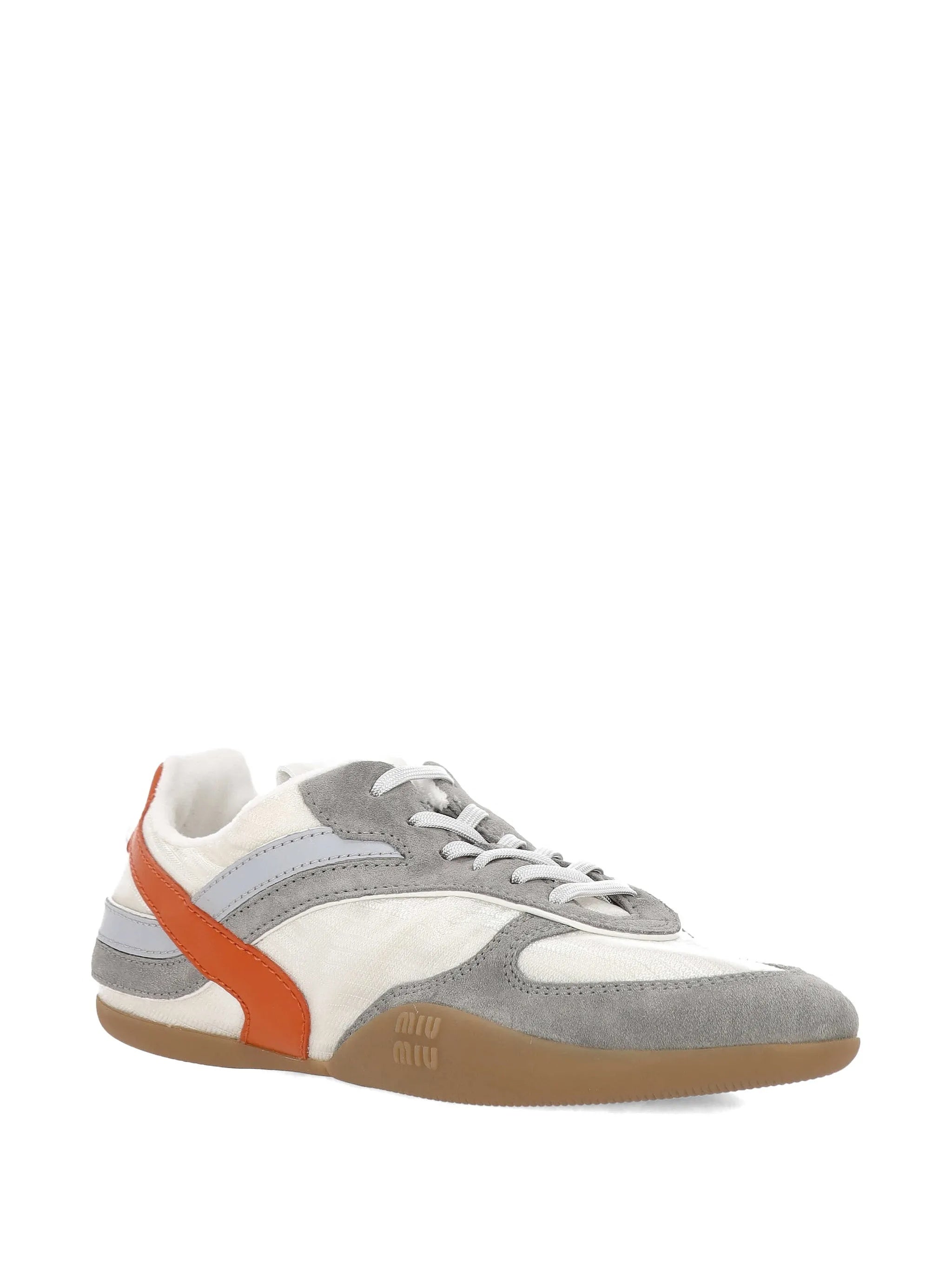 White/Grey Low-Profile Bold Orange Accents Sneakers