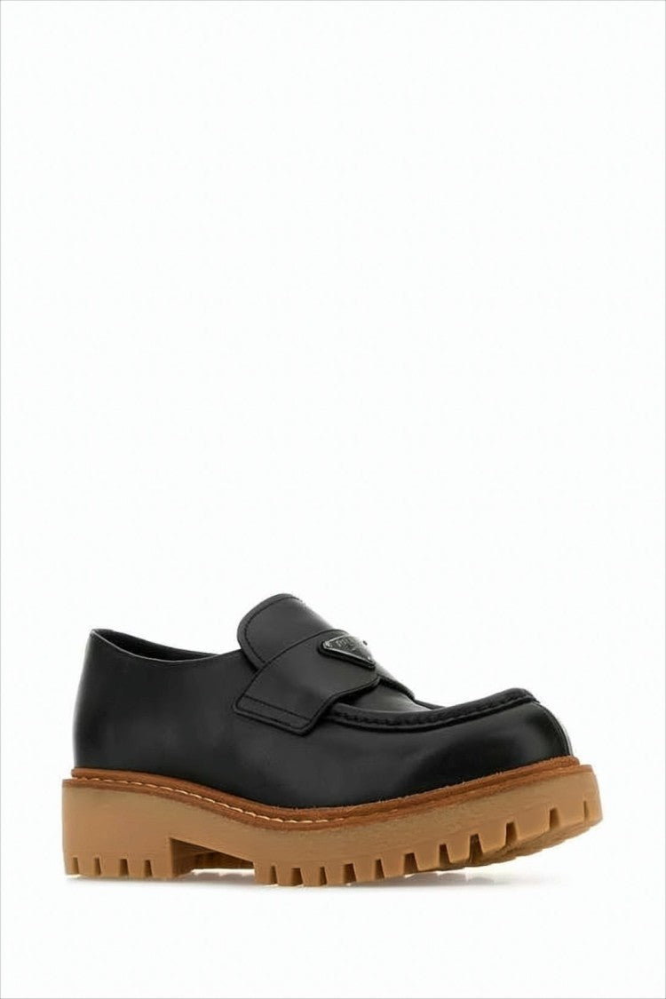 Chunky Sole Black Loafers With Elegant Strap Detail