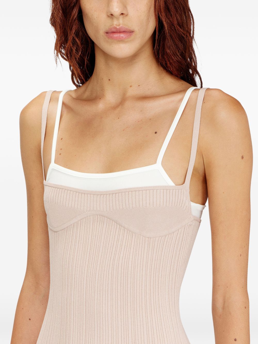 Ribbed Knit Bodycon Dress With Thin Straps