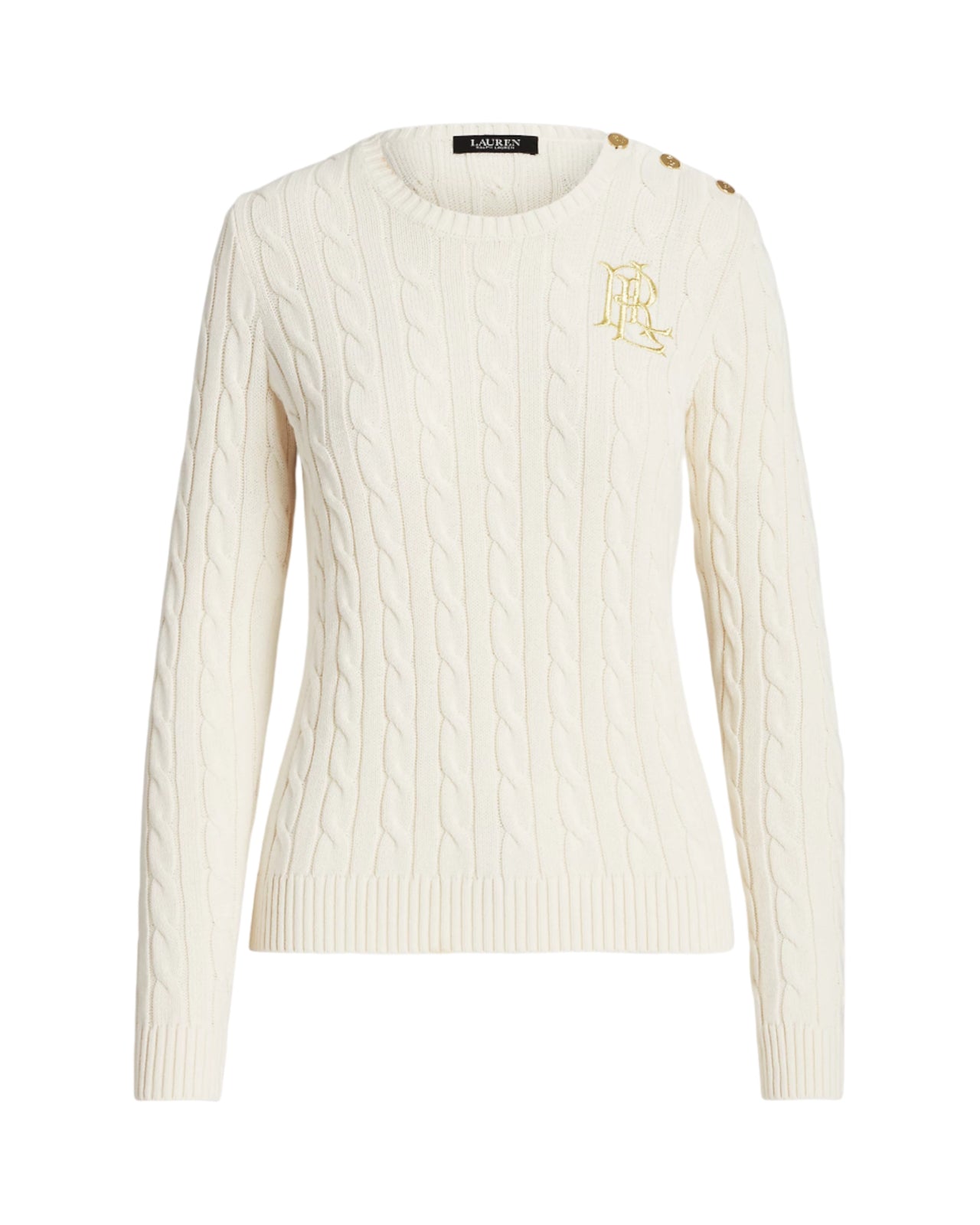 Soft Gassed Cotton Long Sleeve Cable Knit Pullover