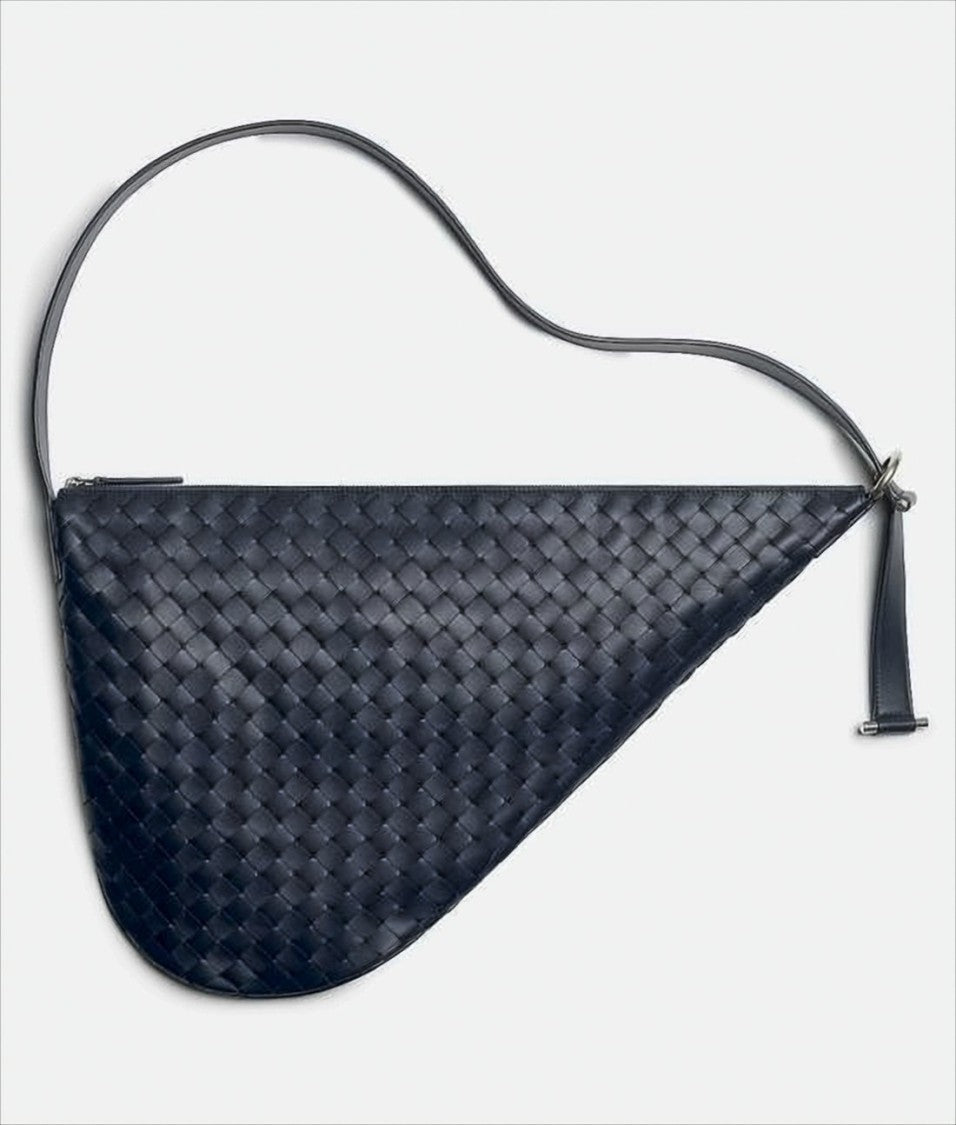 Triangular Woven Leather Shoulder Bag
