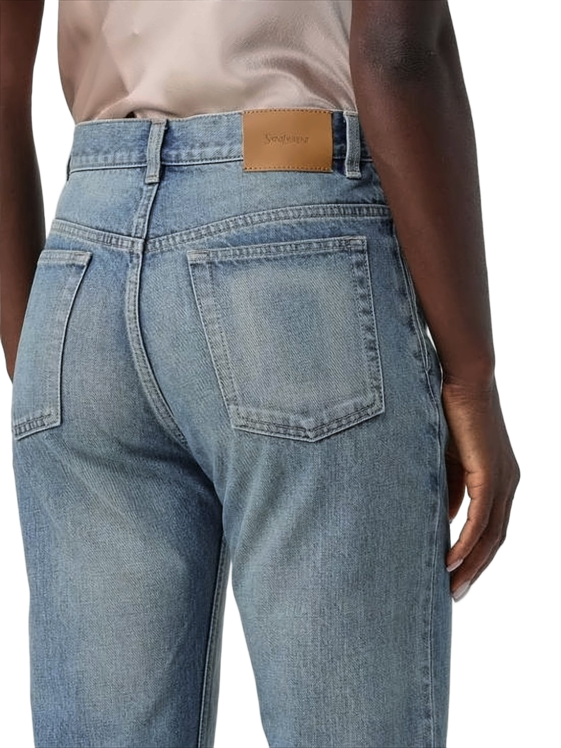 Straight-Leg Light Blue Denim Pants