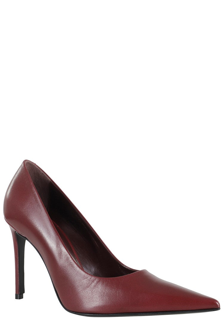 Pointed-Toe Mid-Heel Pumps in 100% Leather
