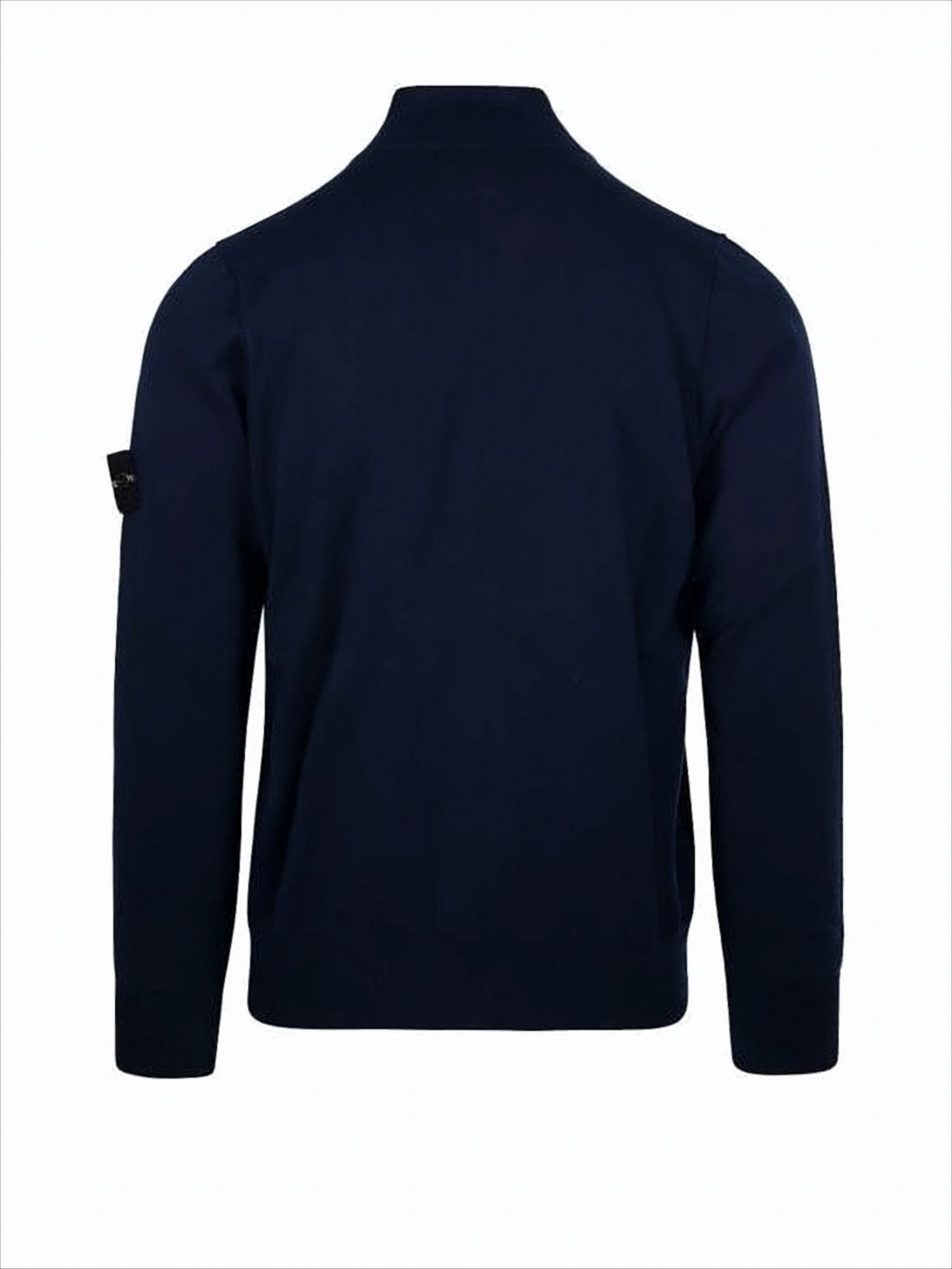 Zip-Up Knit Jacket With High Collar