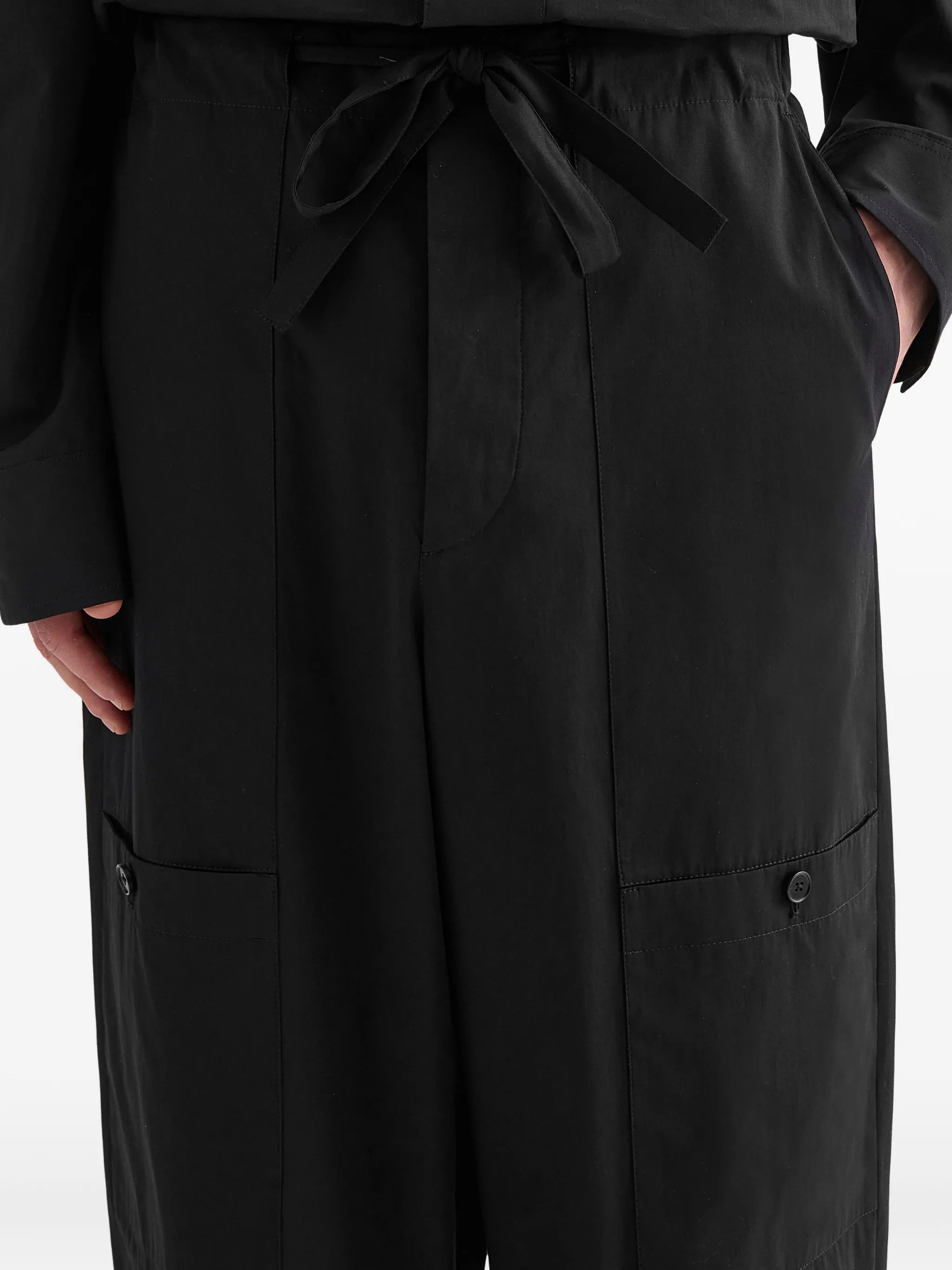 Onyx Wide-Leg Drawstring Cotton Trousers