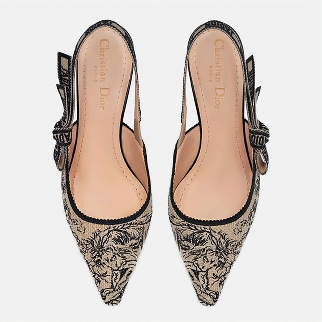 Pointed-Toe Slingback Pumps with Intricate Embroidery