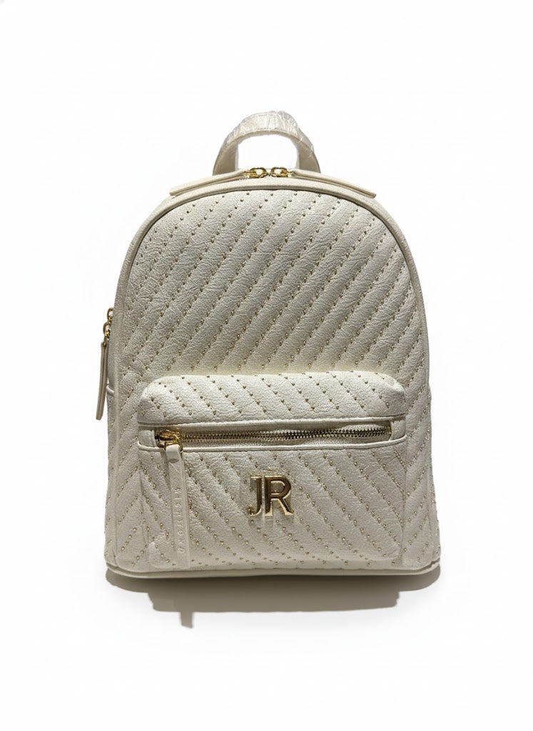 Quilted Textured Backpack with Metallic Details