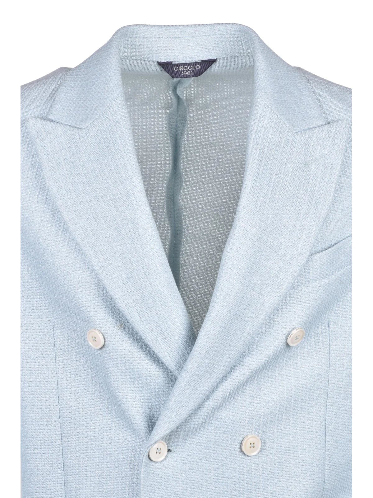 Light Blue Cotton Linen Double-breasted Jacket