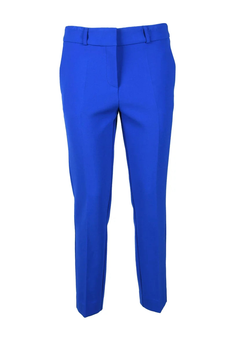 Tailored Blue Trousers with Mid-Rise Waist