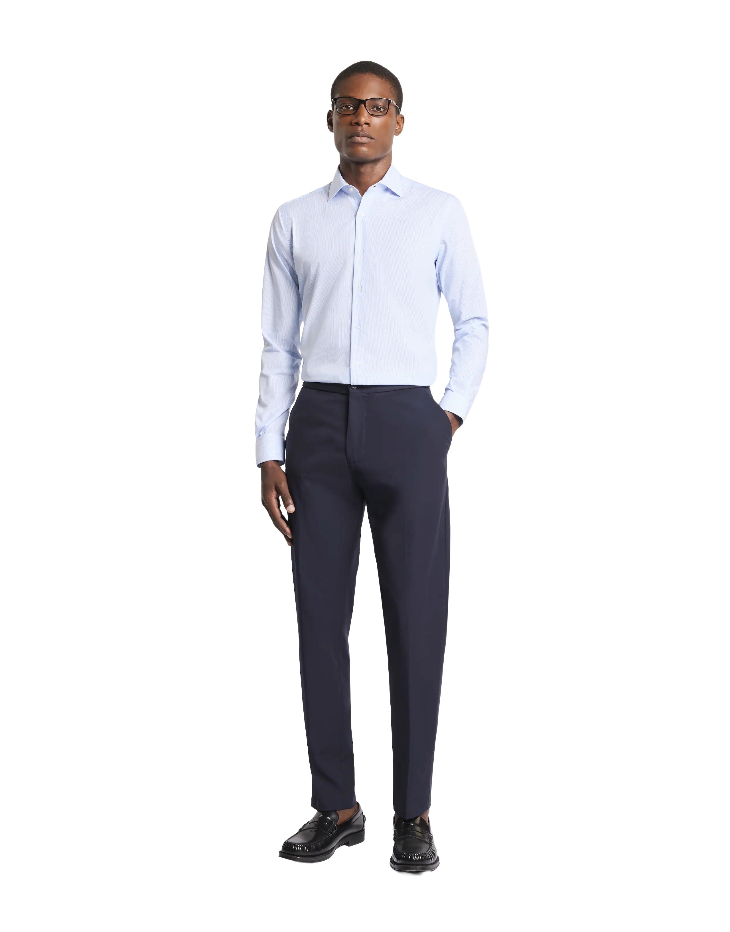 French Collar Travel Shirt in Electric Blue