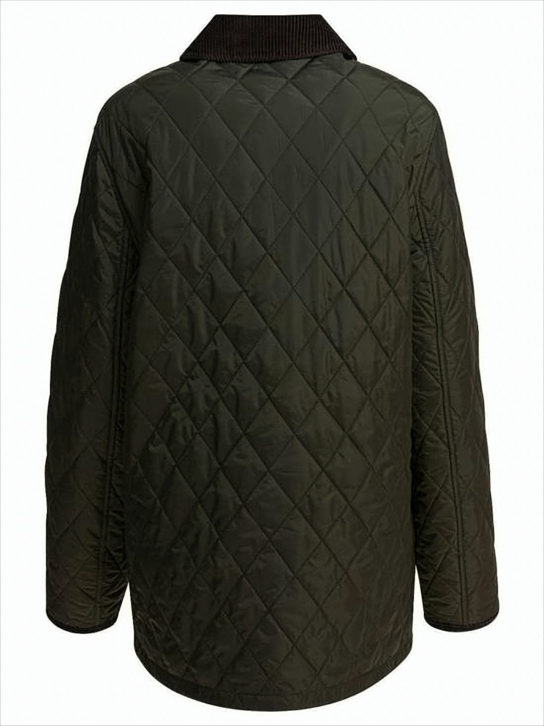 Quilted Nylon Jacket with Contrasting Corduroy Collar