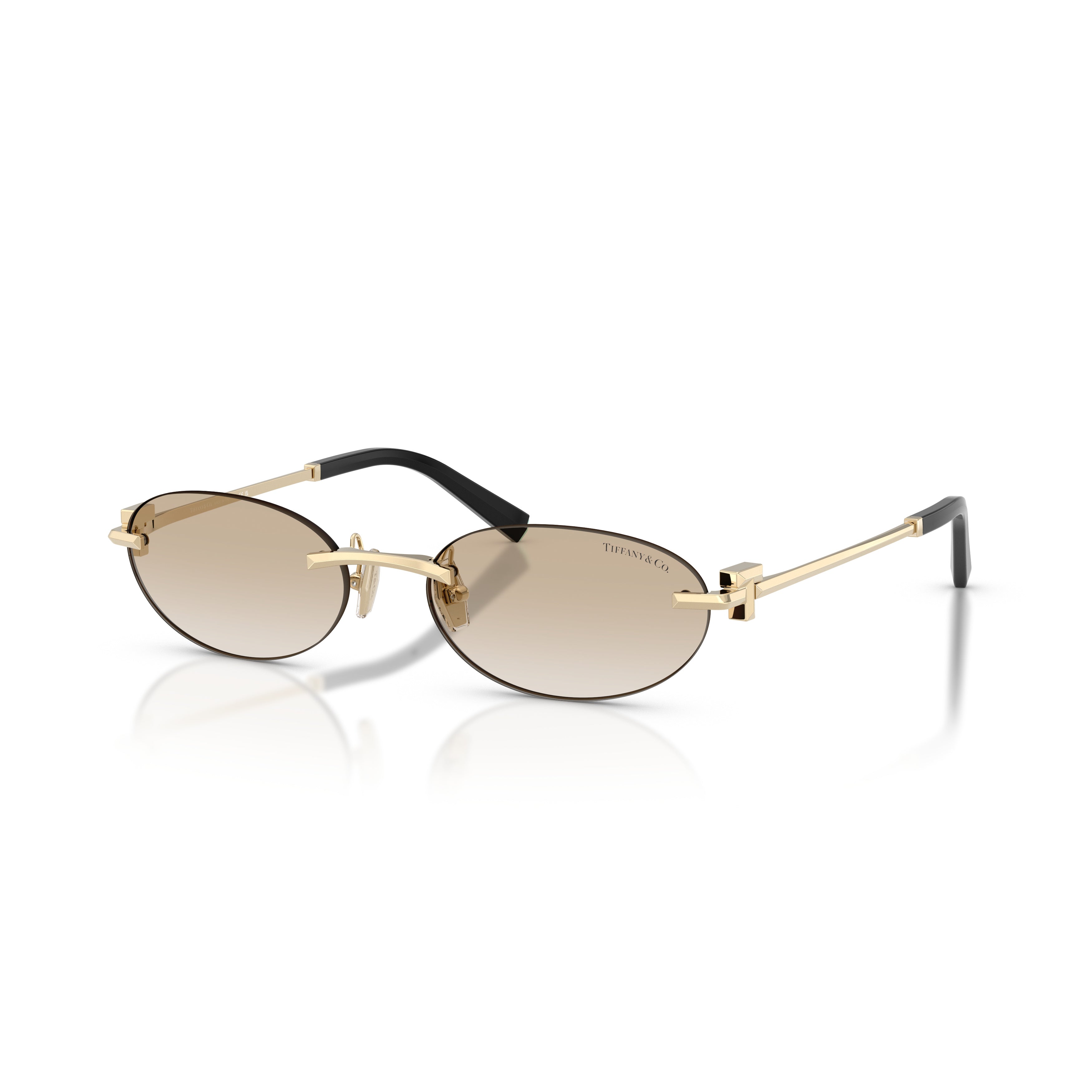 Oval Rimless Sunglasses with Gradient Brown Lenses