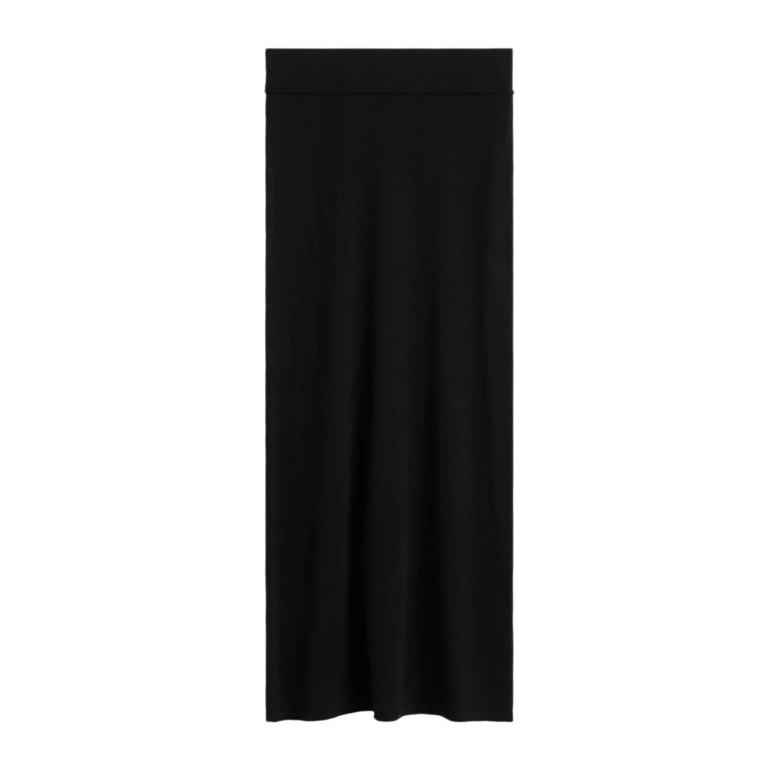 Flowing Black Knit Skirt with Fitted Waistband