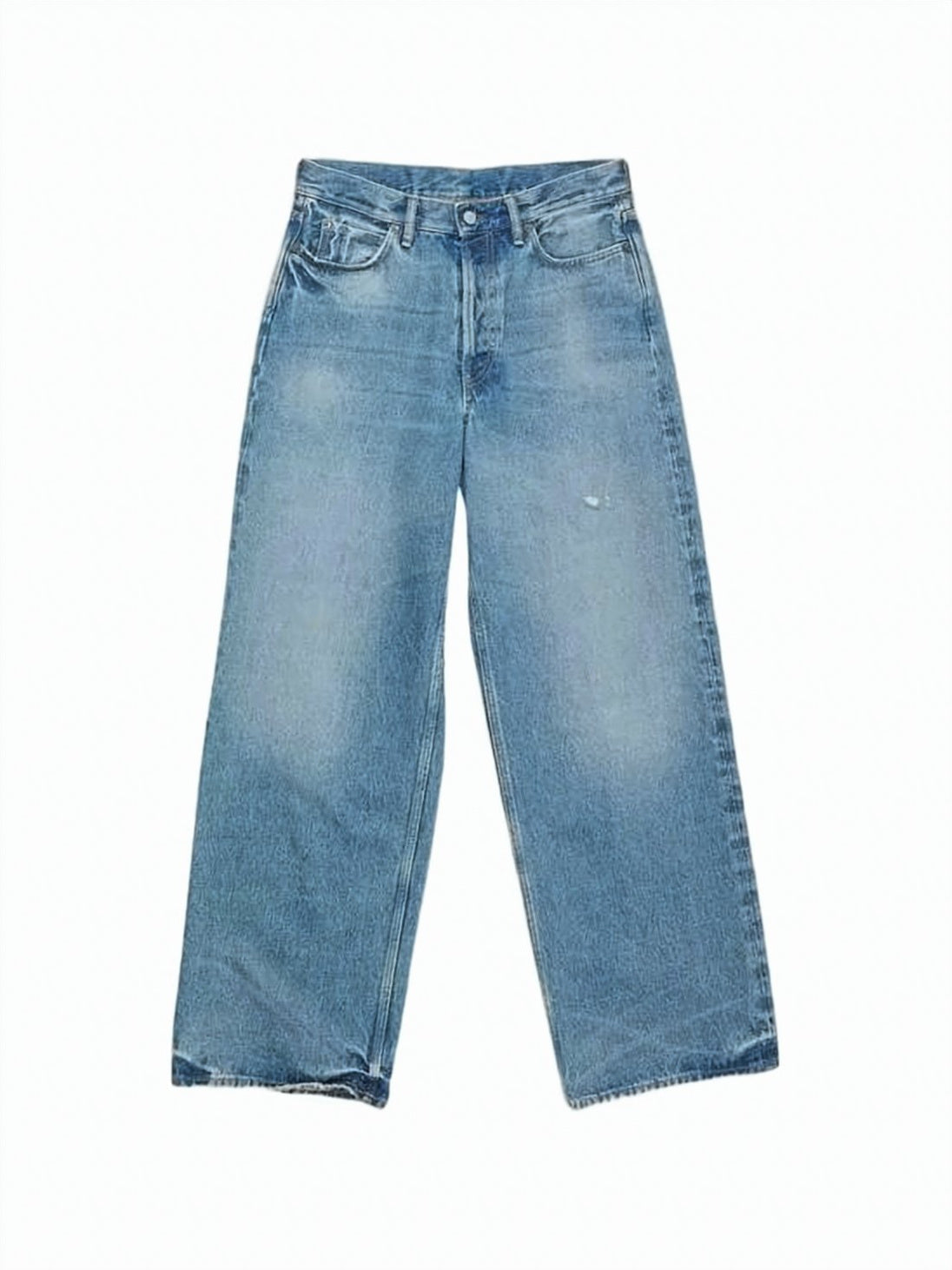 Wide-Leg Denim Pants with Vintage-Inspired Details