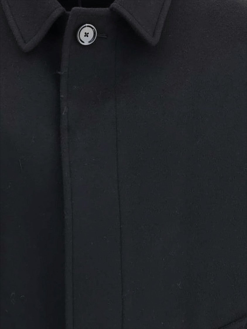 Wool Coat with Concealed Button Placket