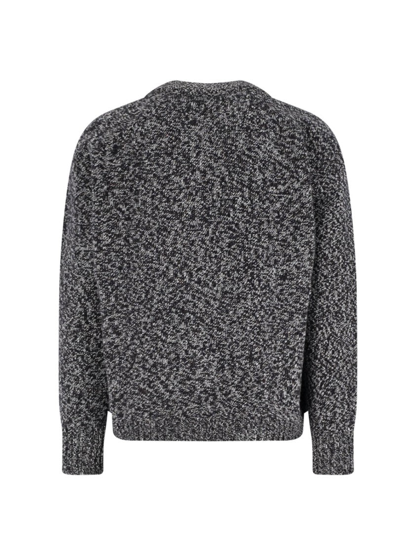 Textured Multicolour Knit Sweater With Ribbed Cuffs