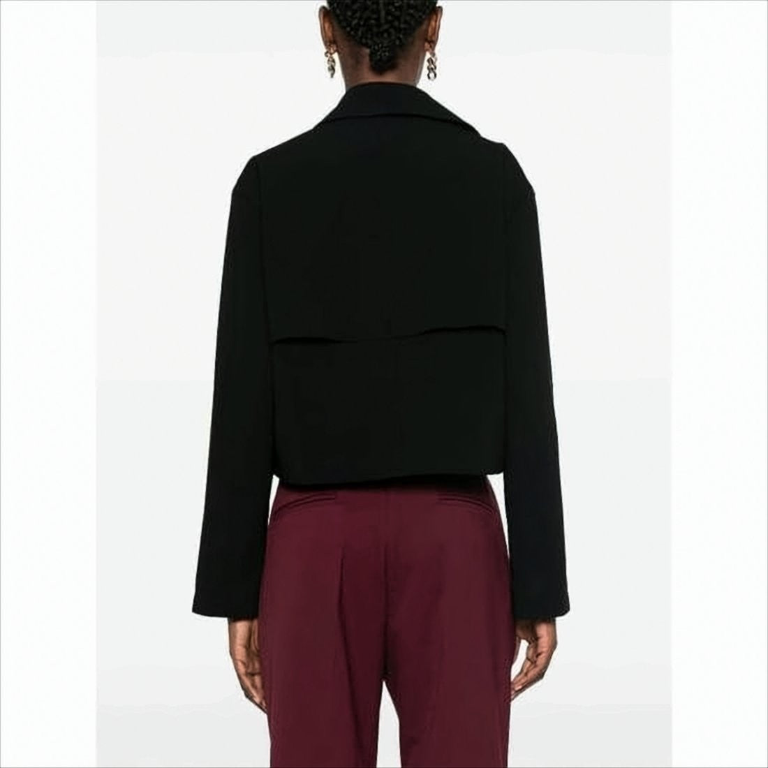 Cropped Double-Breasted Jacket with Wide Lapel and Structured Fit
