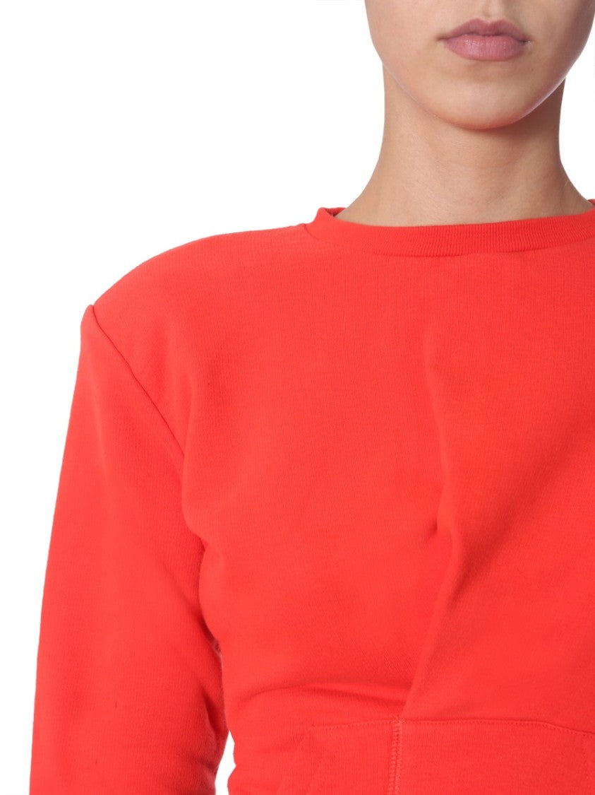 Asymmetrical Red Crew Neck Sweatshirt