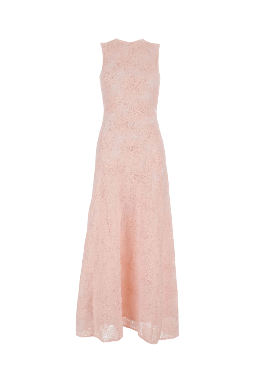 A-Line Pink Dress With Embossed Floral Motif