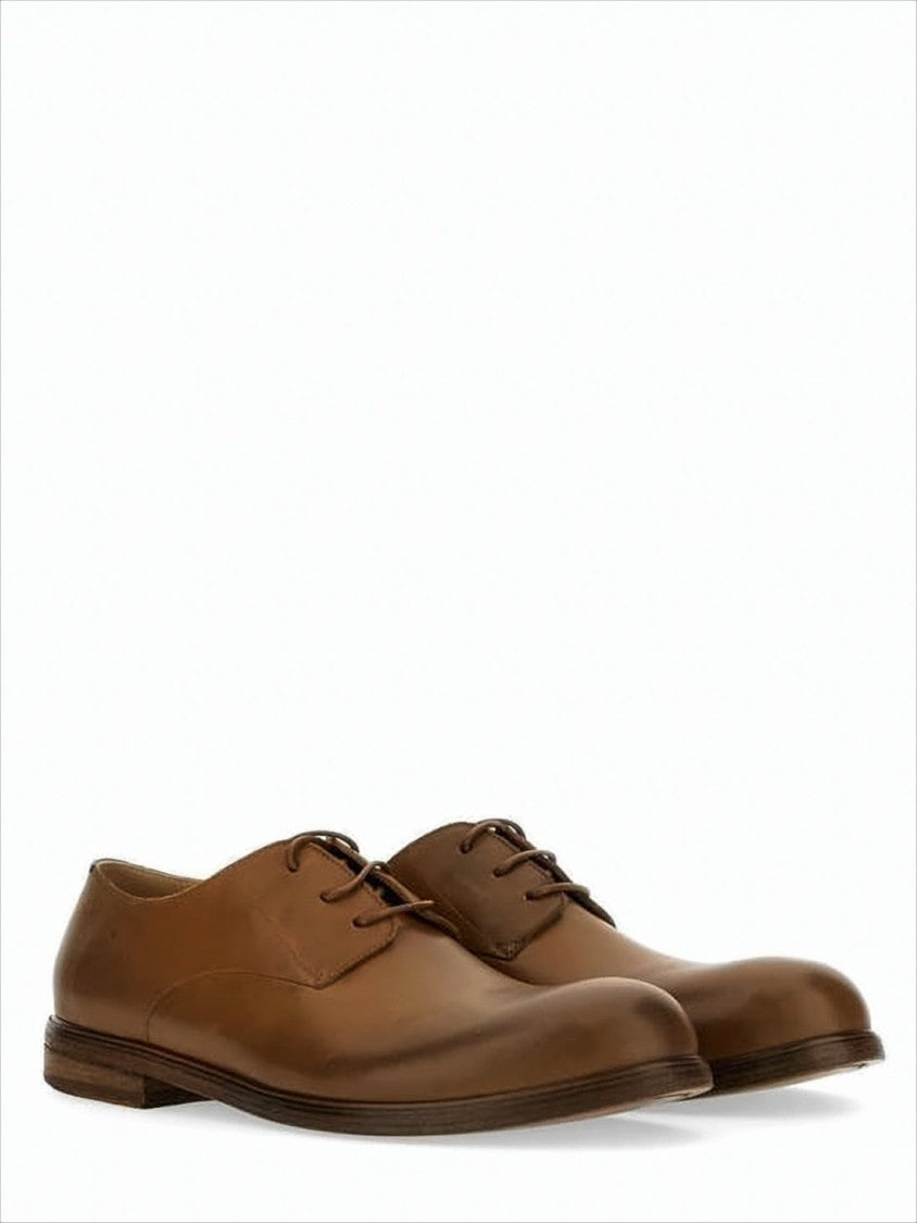 Minimalist Brown Leather Dress Shoes with Rounded Toe