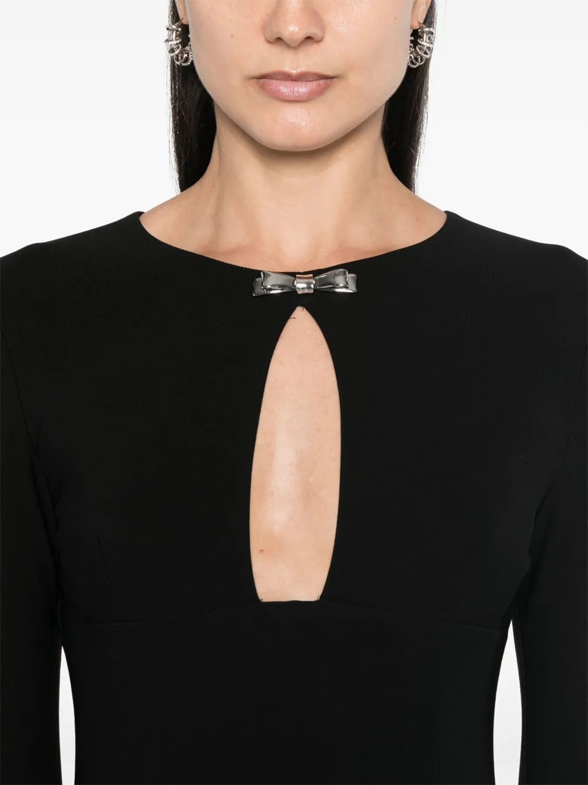 Body-Hugging Black Jersey Mini Dress