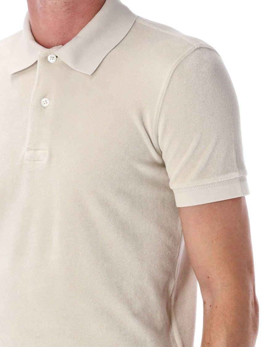 Textured Cotton Blend Towelling Polo