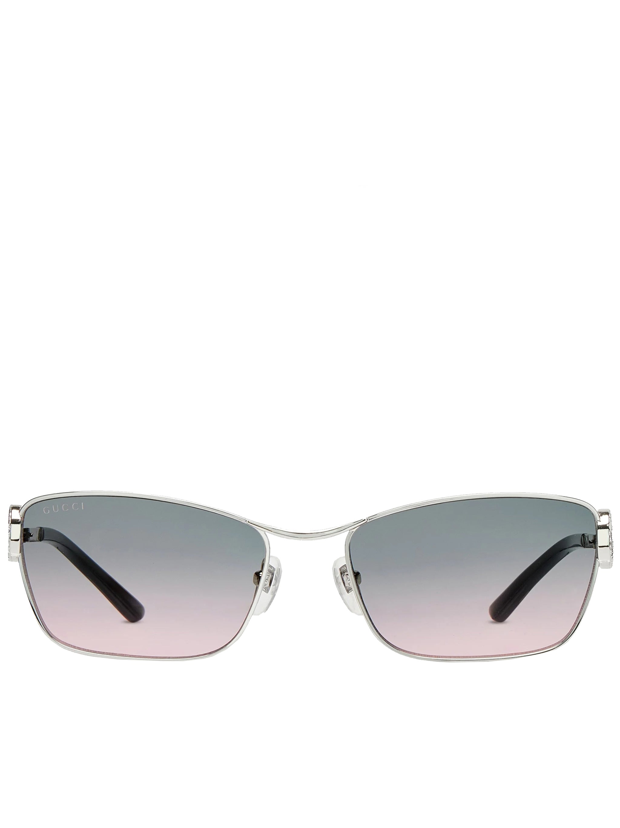 Silver Slim Rectangular Gradient Lens Sunglasses