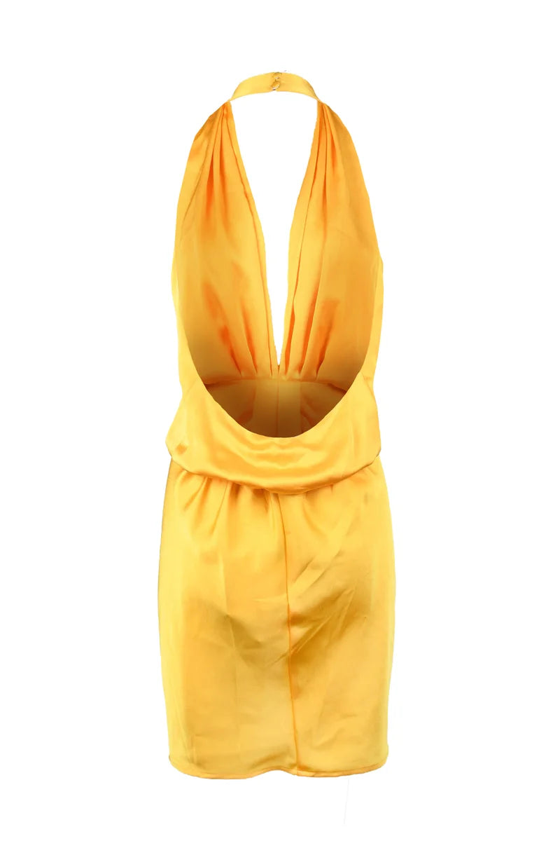 Polyester and Elastane Dress - Black/Orange
