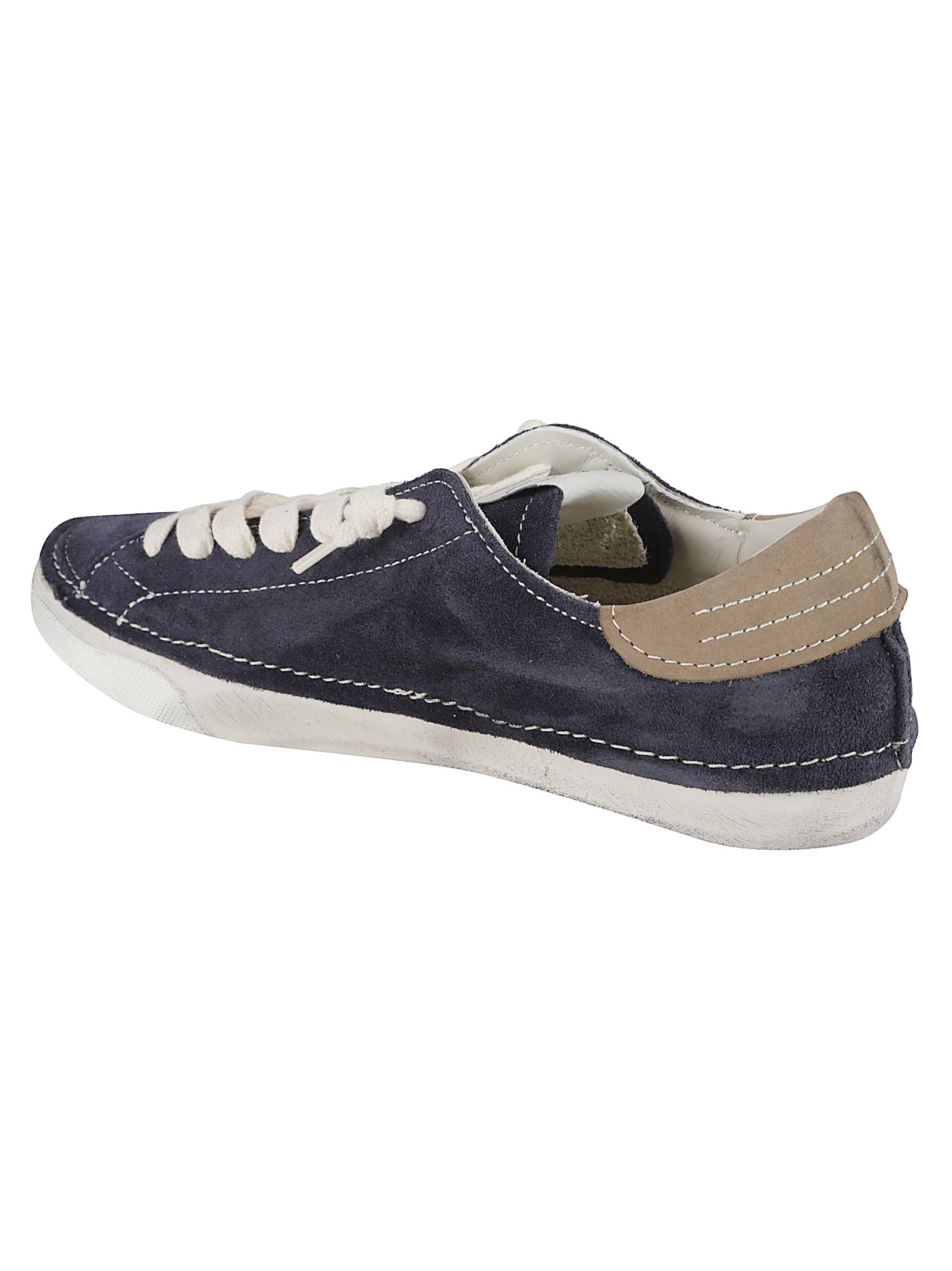 Navy Suede-Like Sneakers With Distressed White Sole