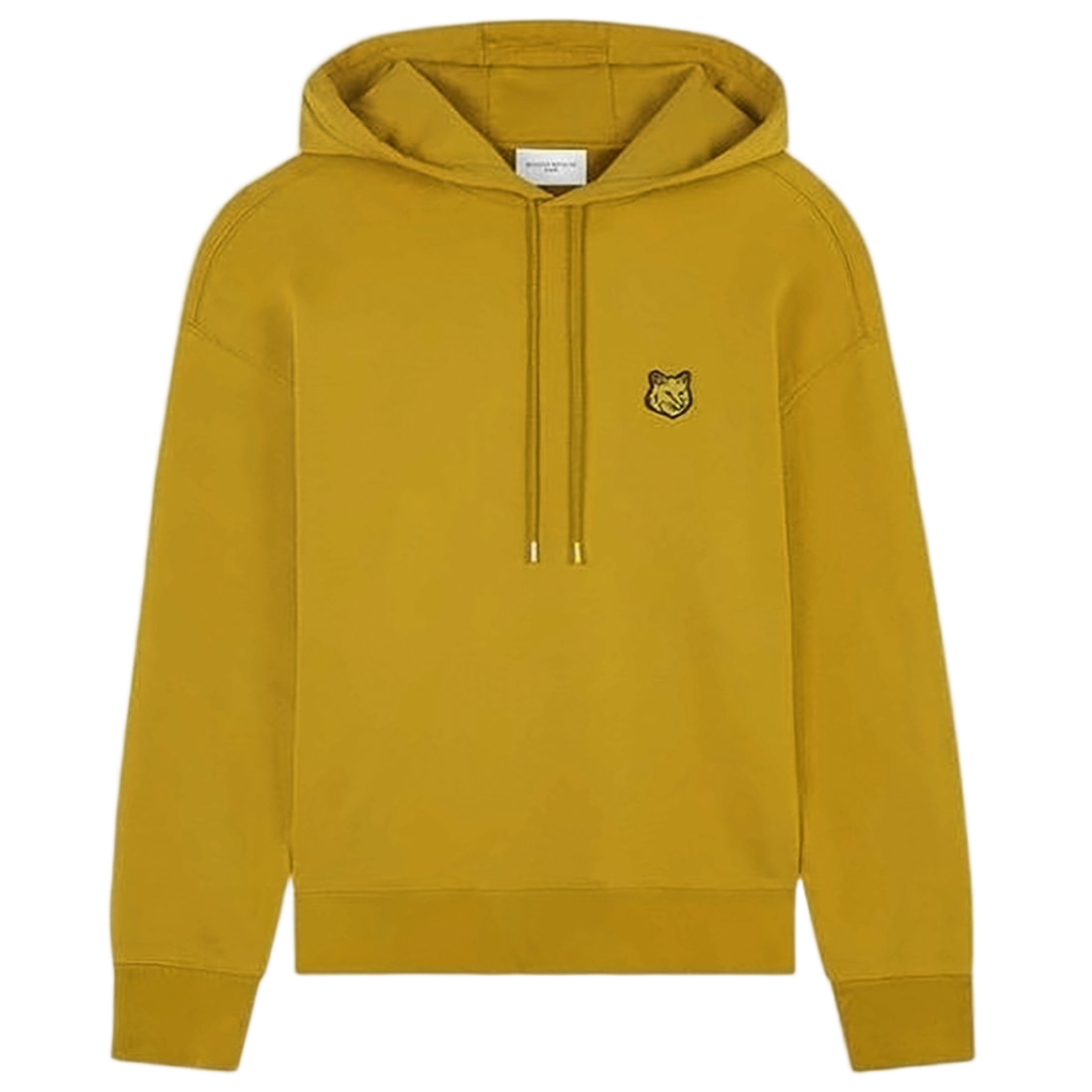 Mustard Yellow Pullover Hoodie With Embroidered Logo