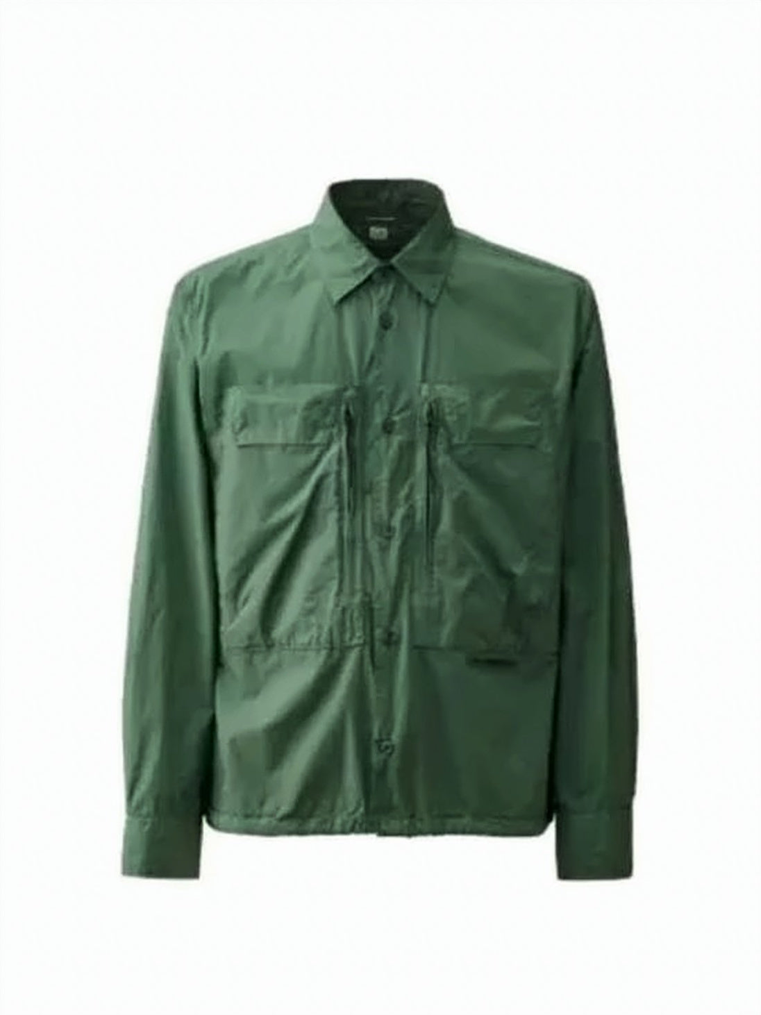 Minimalistic Green Cotton Jacket with Structured Collar